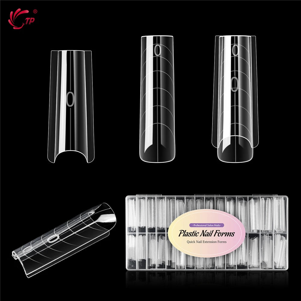 BNG Sandwich Dual Nail Forms Reusable Dual Forms 240Pcs Square Stiletto Nail Extensions Mold Poly Nail Gel Forms for Builder Gel