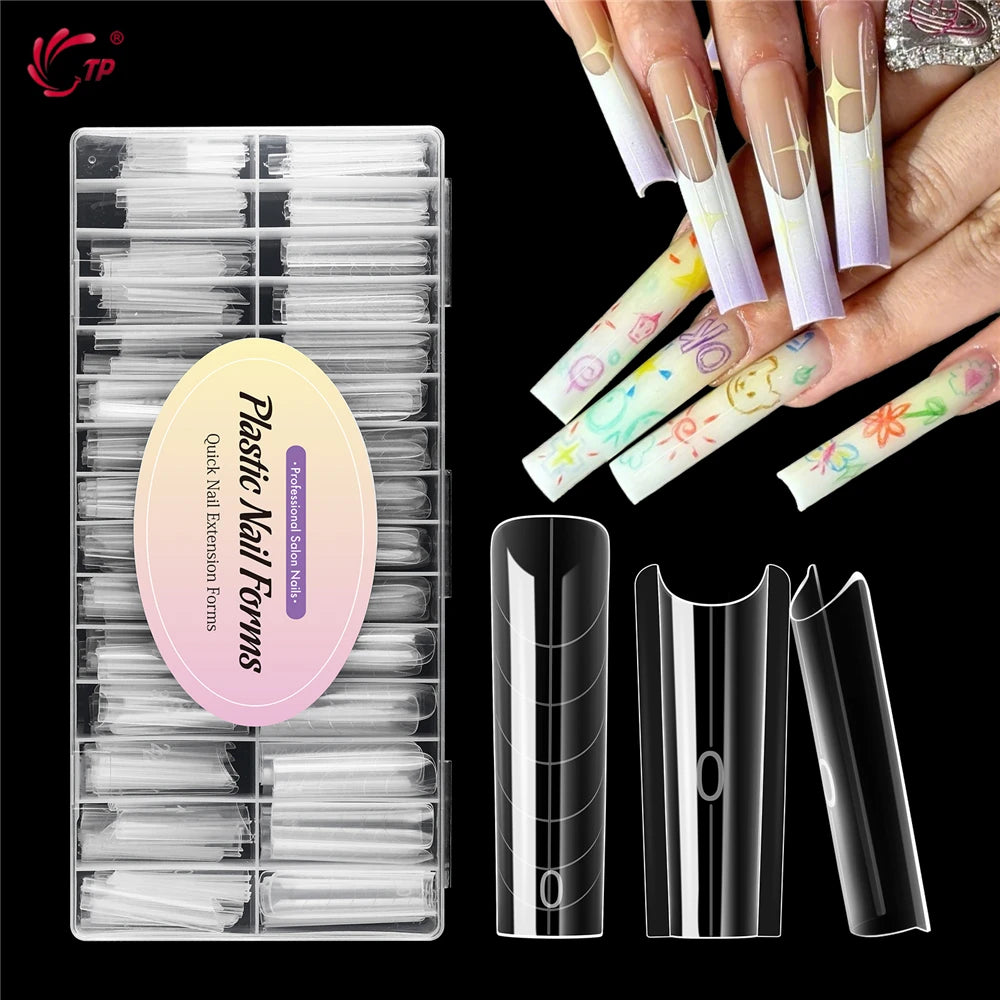 BNG Sandwich Dual Nail Forms Reusable Dual Forms 240Pcs Square Stiletto Nail Extensions Mold Poly Nail Gel Forms for Builder Gel