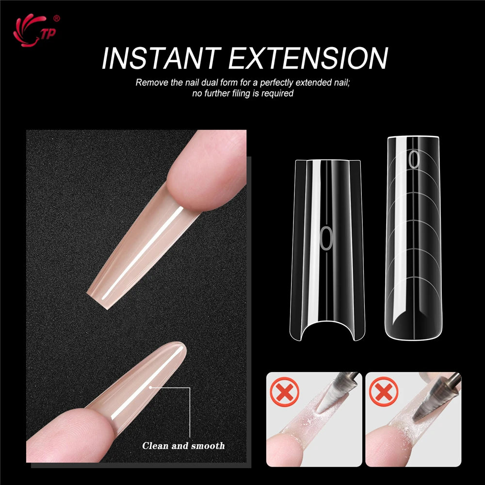 BNG Sandwich Dual Nail Forms Reusable Dual Forms 240Pcs Square Stiletto Nail Extensions Mold Poly Nail Gel Forms for Builder Gel