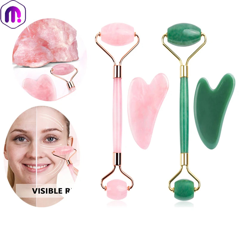 Lunhae Rose Quartz Gua Sha & Facial Roller Set — photo 1