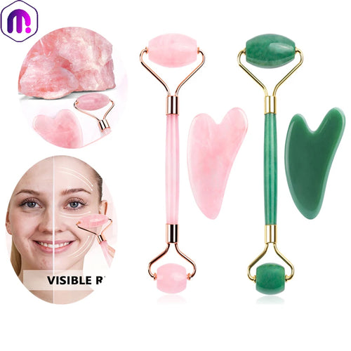 Lunhae Rose Quartz Gua Sha & Facial Roller Set — photo 1
