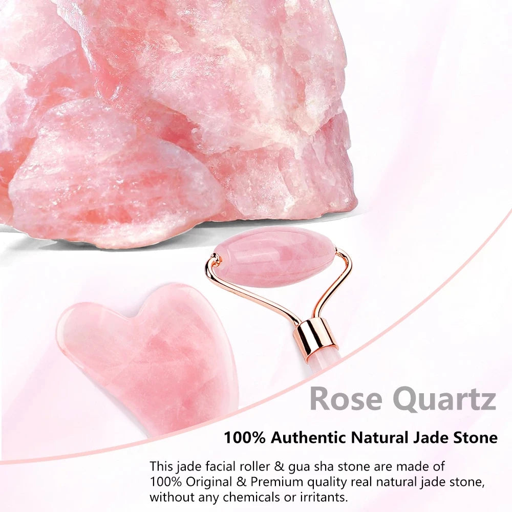 Lunhae Rose Quartz Gua Sha & Facial Roller Set — photo 2