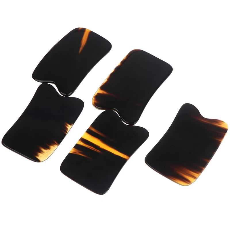 Natural Horn Guasha Board Scraping Plate Massage Tool SPA Acupuncture Gouache Scraper Body Massager Traditional Health Care