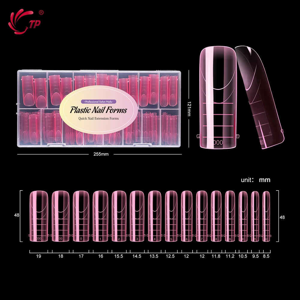 TP 150pcs/box Nail Dual Form Stiletto Acrylic Poly Extension Gel Nail Molds French Full Cover Reusable False Nail Tips Top Forms