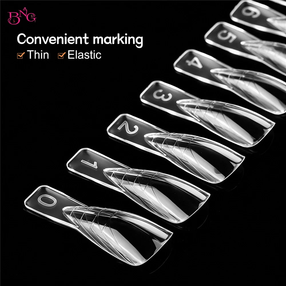 BNG Short Stiletto Nail Dual Forms for Poly Extension Gel Reusable Thin Acrylic Nail Extension Molds of Manicure Art for Salon