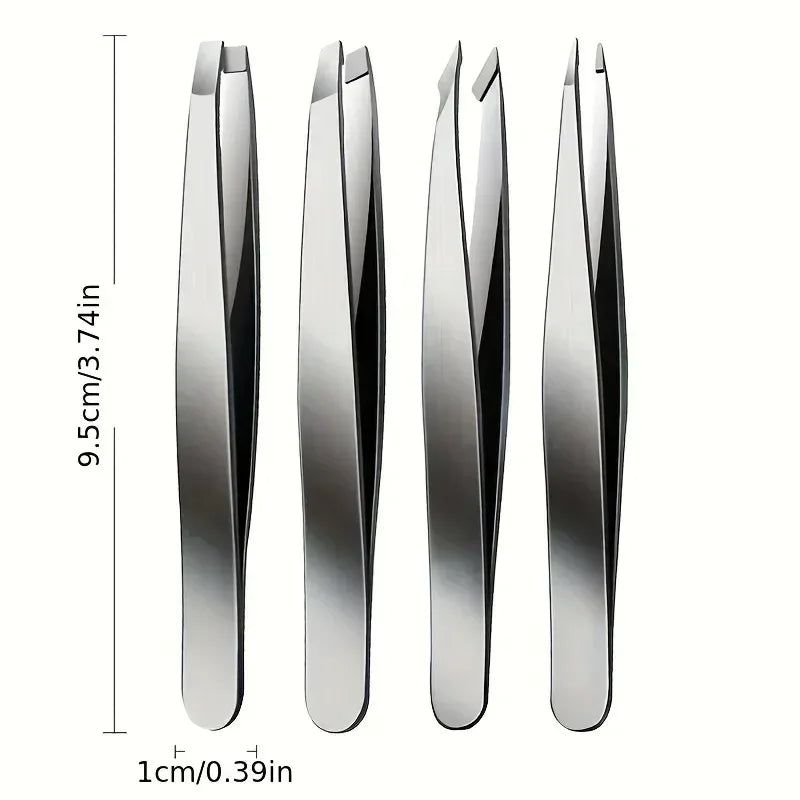 Stainless Steel Tweezers Set — 4 Pieces