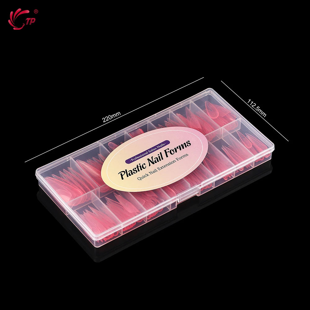 TP 150pcs/box Nail Dual Form Stiletto Acrylic Poly Extension Gel Nail Molds French Full Cover Reusable False Nail Tips Top Forms