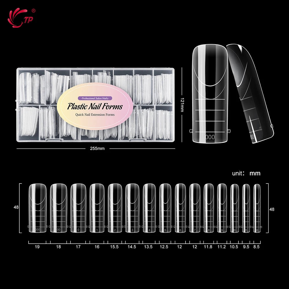 TP 150pcs/box Nail Dual Form Stiletto Acrylic Poly Extension Gel Nail Molds French Full Cover Reusable False Nail Tips Top Forms