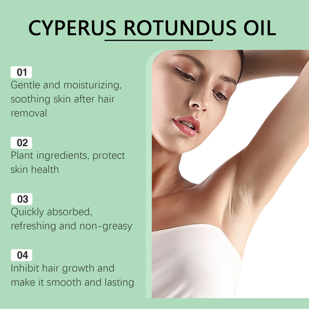 Natural Cyperus Rotundus Oil Hair Removal Inhibitor Smoothing Moisturizing After Shave Soothing Nourish Calming Body Skin Care