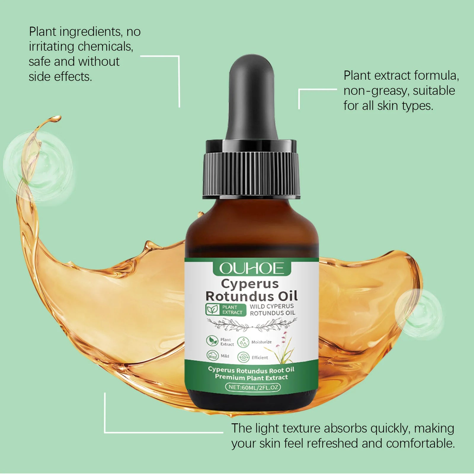 Natural Cyperus Rotundus Oil Hair Removal Inhibitor Smoothing Moisturizing After Shave Soothing Nourish Calming Body Skin Care