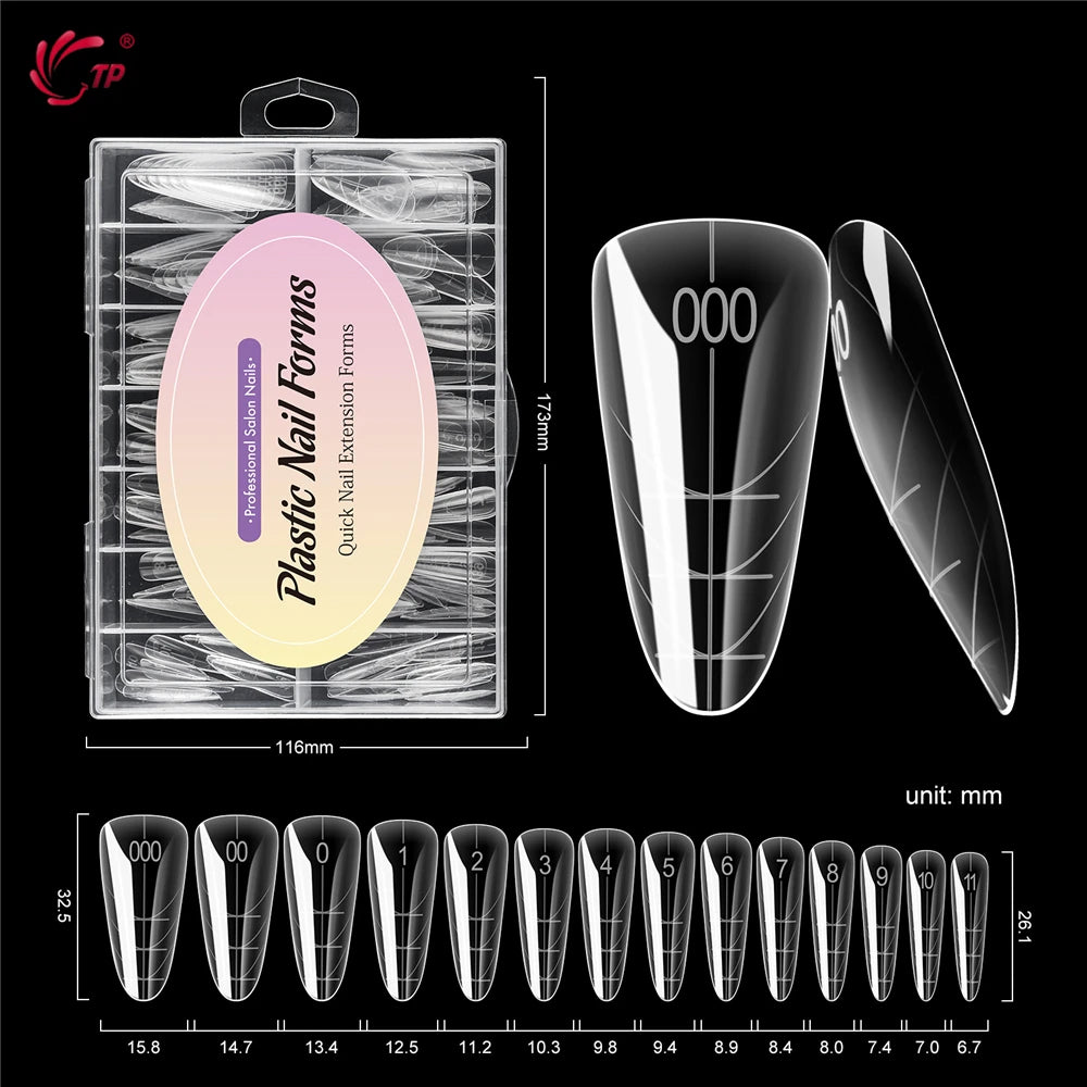 TP Reusable Nail Dual Forms 140Pcs Nail Mold for Quick Nails Extension Soft Plastic Cuticle Edge 14 Sizes Salon Manicure Tools