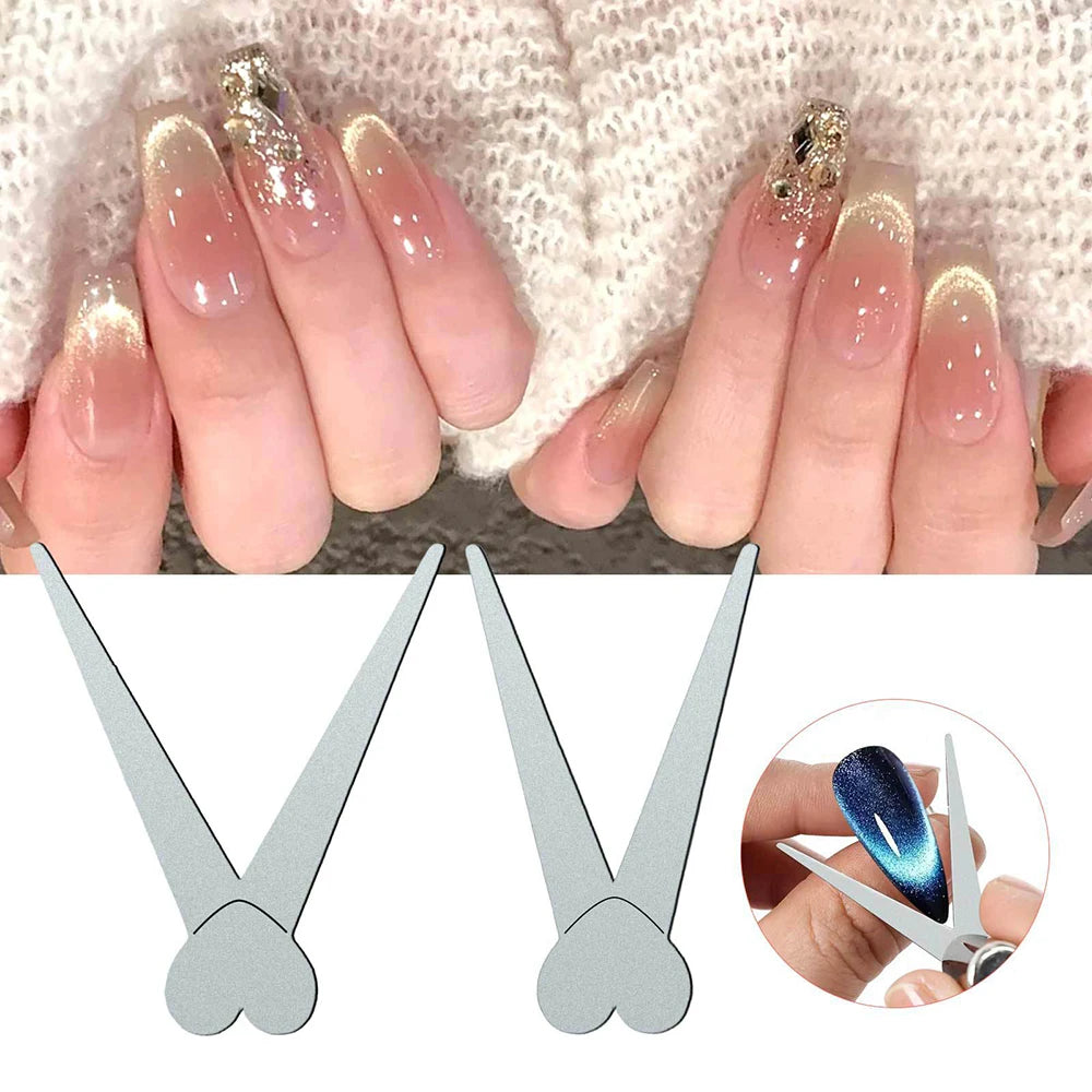1/2pcs V-Shape French Strong Cat Eye Nail Magnet Auxiliary Tool 2-In-1 Magnetic Stick DIY French Effect Gel Nail Polish Magnet