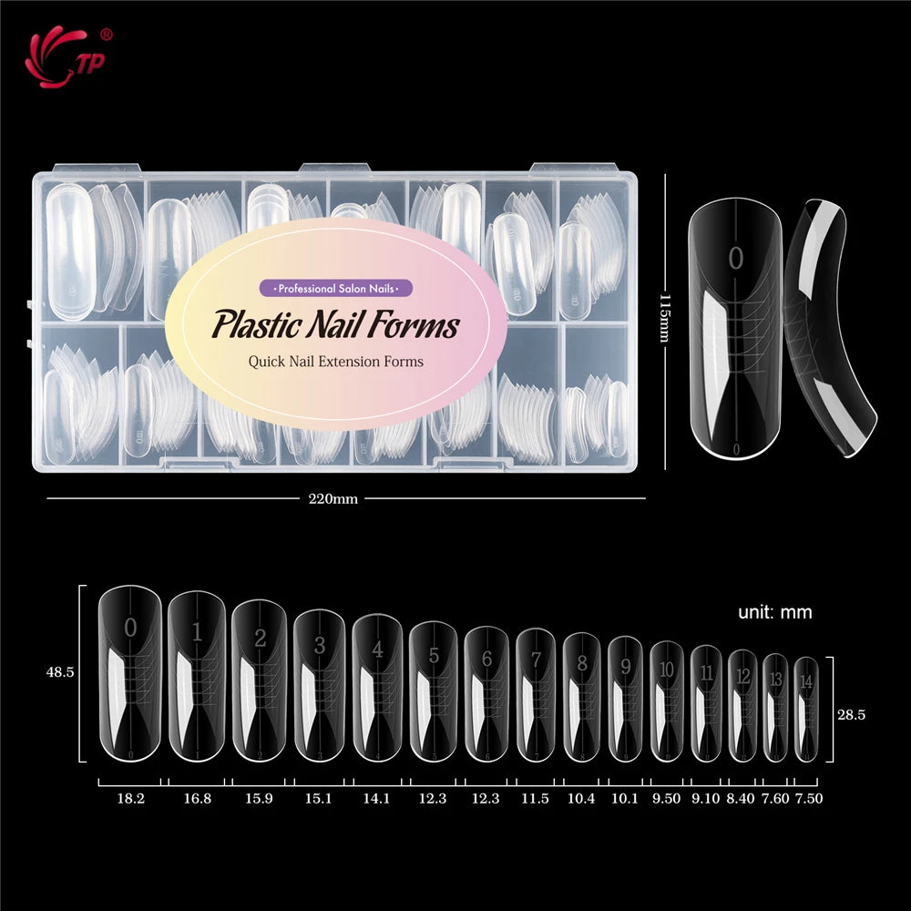 TP 75pcs/150pcs Nail Dual Forms Full Cover False Nail Tips Quick Building Gel Molds Acrylic Nail Extension System Manicure Tools