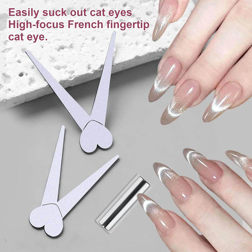 1/2pcs V-Shape French Strong Cat Eye Nail Magnet Auxiliary Tool 2-In-1 Magnetic Stick DIY French Effect Gel Nail Polish Magnet