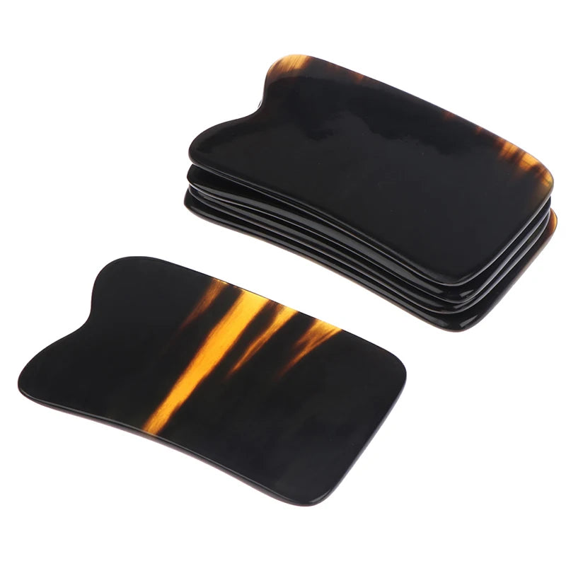Natural Horn Guasha Board Scraping Plate Massage Tool SPA Acupuncture Gouache Scraper Body Massager Traditional Health Care