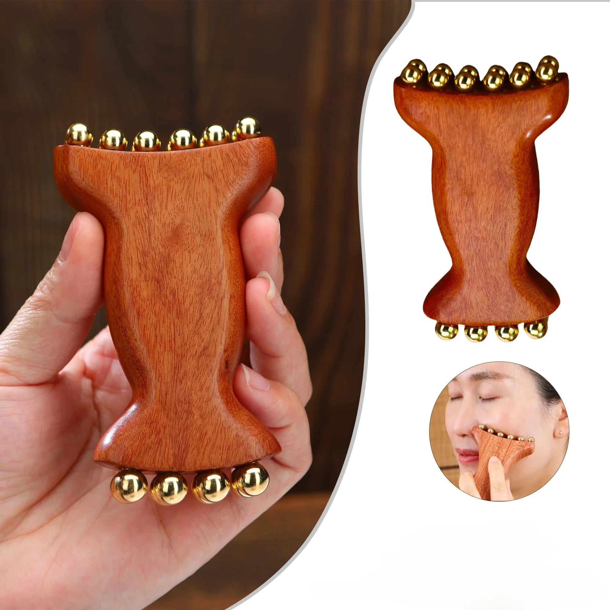 Copper Wood Lymphatic Face Massager — Lunhae