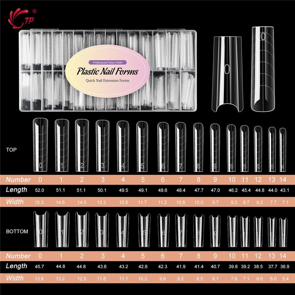 BNG Sandwich Dual Nail Forms Reusable Dual Forms 240Pcs Square Stiletto Nail Extensions Mold Poly Nail Gel Forms for Builder Gel