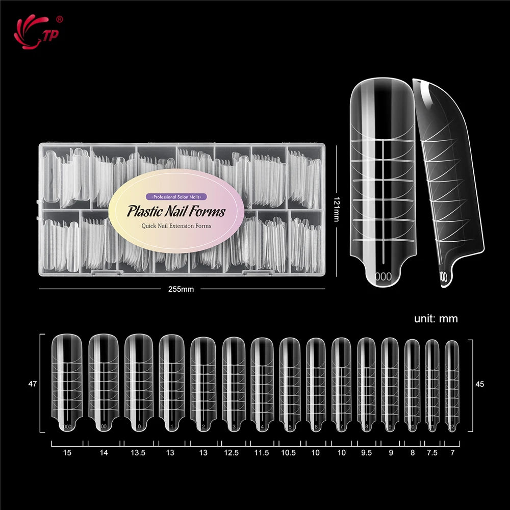 TP 150pcs Dual Forms Nails Widen Quick Building UV Gel Mold Full Cover Nail Extension Forms Acrylic Top Forms for Poly Nail Gel