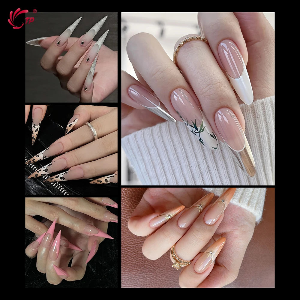 TP 150pcs/box Nail Dual Form Stiletto Acrylic Poly Extension Gel Nail Molds French Full Cover Reusable False Nail Tips Top Forms