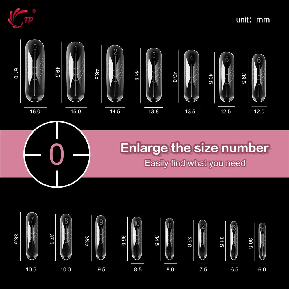 TP 150Pcs Long Curved Coffin Nail Forms Clear Nail Mold for Poly Nail Gel Acrylic Extension Full Cover Dual Forms for Beginners