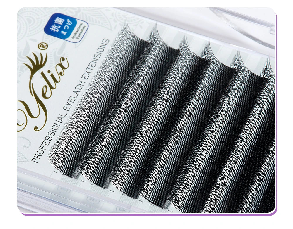Yelix 5 Cases 2D Y Lashes Hand Woven Premium Light Natural Eyelashes Extension Supplies Makeup Mesh Net Cross High Density