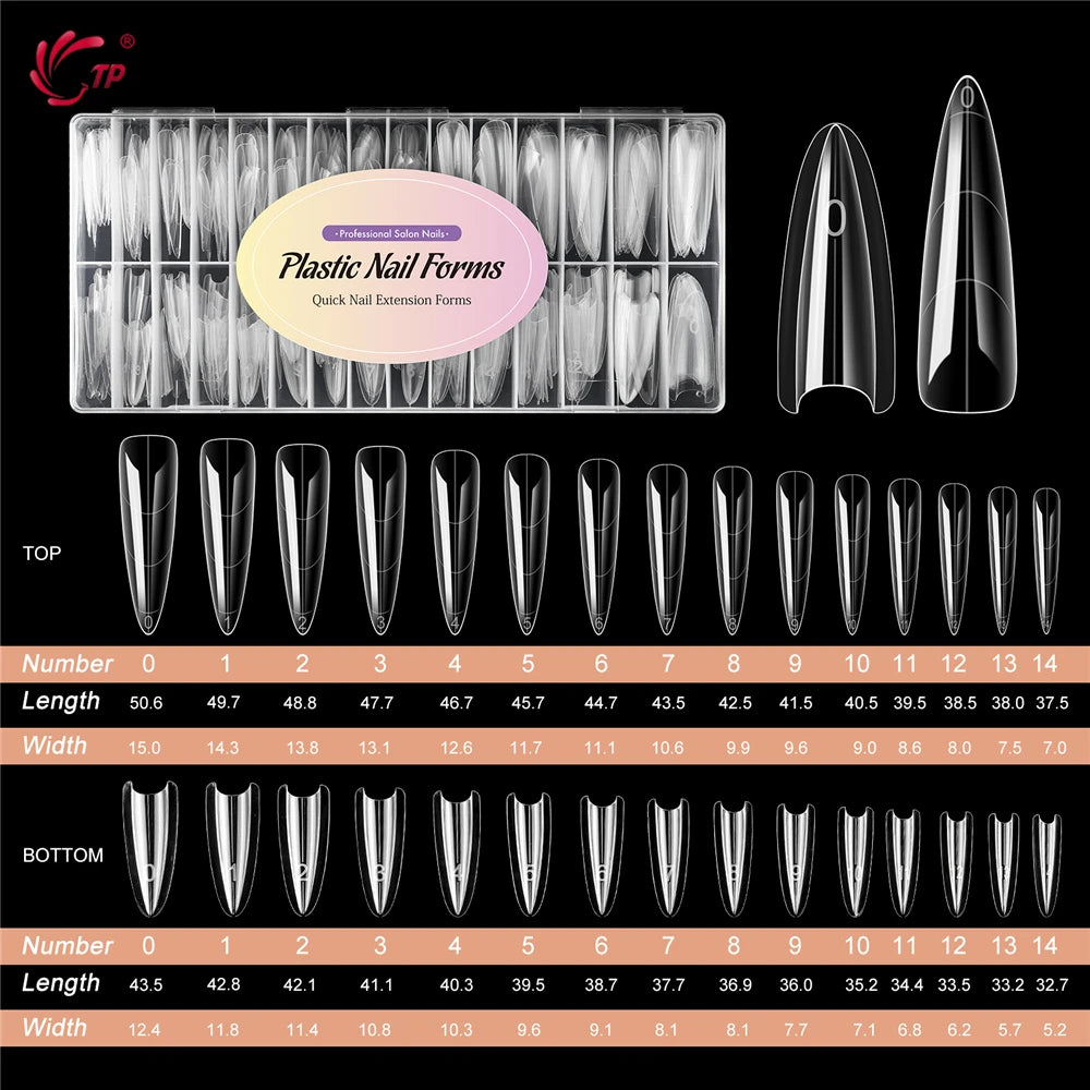 BNG Sandwich Dual Nail Forms Reusable Dual Forms 240Pcs Square Stiletto Nail Extensions Mold Poly Nail Gel Forms for Builder Gel