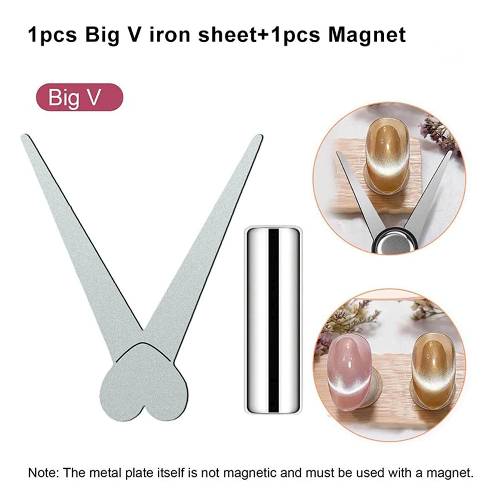 1/2pcs V-Shape French Strong Cat Eye Nail Magnet Auxiliary Tool 2-In-1 Magnetic Stick DIY French Effect Gel Nail Polish Magnet