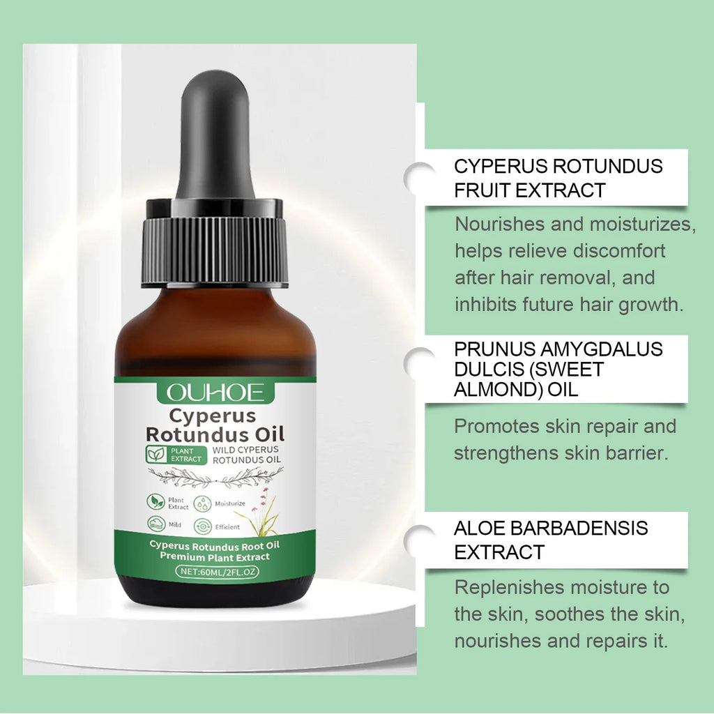 Natural Cyperus Rotundus Oil Hair Removal Inhibitor Smoothing Moisturizing After Shave Soothing Nourish Calming Body Skin Care