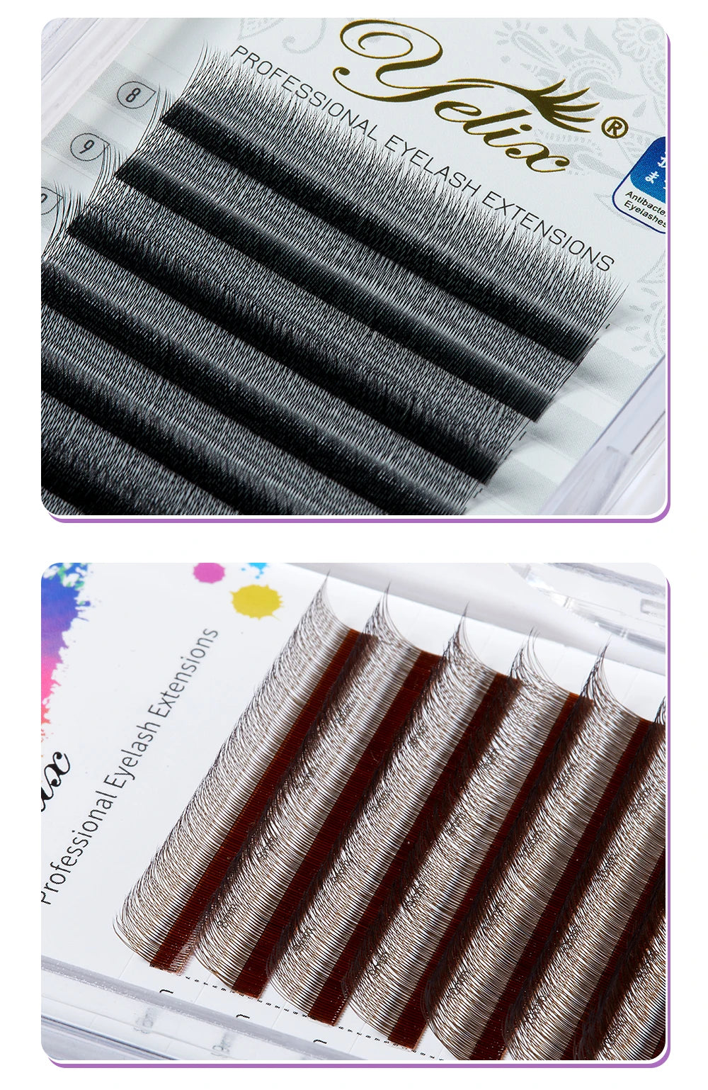 Yelix 5 Cases 2D Y Lashes Hand Woven Premium Light Natural Eyelashes Extension Supplies Makeup Mesh Net Cross High Density