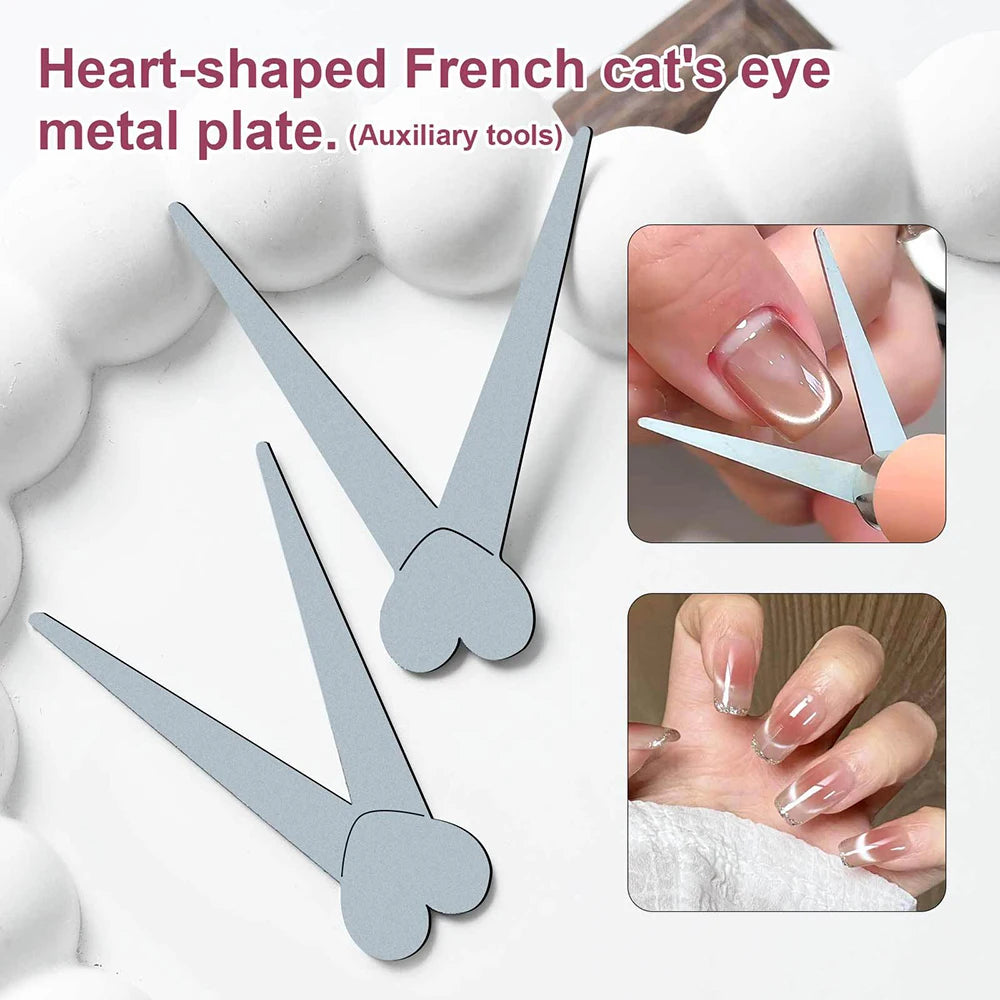1/2pcs V-Shape French Strong Cat Eye Nail Magnet Auxiliary Tool 2-In-1 Magnetic Stick DIY French Effect Gel Nail Polish Magnet