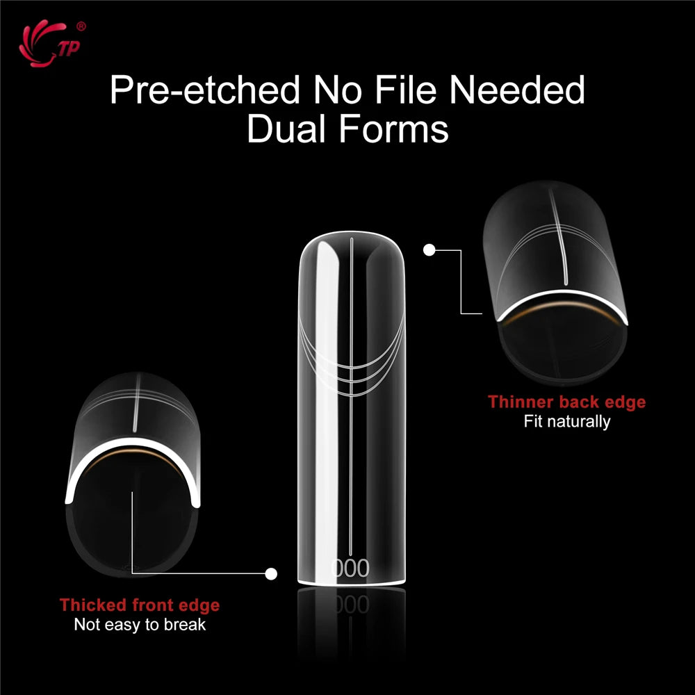 TP 150pcs Dual Forms Nails Widen Quick Building UV Gel Mold Full Cover Nail Extension Forms Acrylic Top Forms for Poly Nail Gel