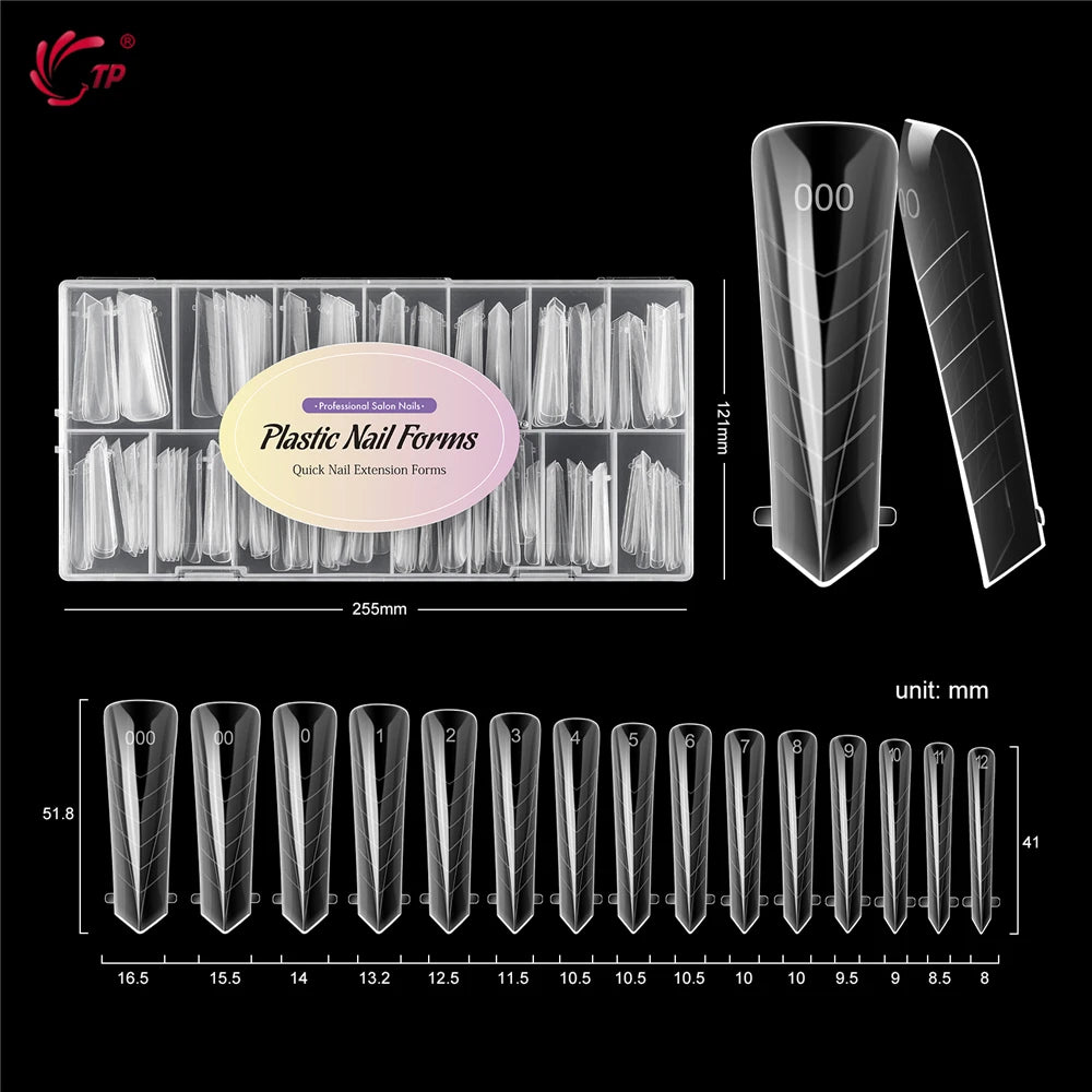 TP 150pcs Dual Forms Nails Widen Quick Building UV Gel Mold Full Cover Nail Extension Forms Acrylic Top Forms for Poly Nail Gel