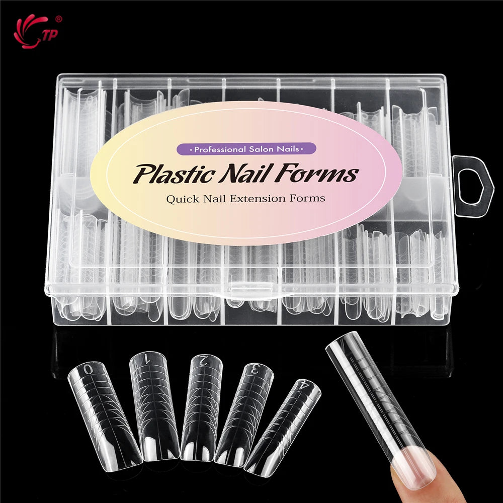 TP Reusable Nail Dual Forms 140Pcs Nail Mold for Quick Nails Extension Soft Plastic Cuticle Edge 14 Sizes Salon Manicure Tools