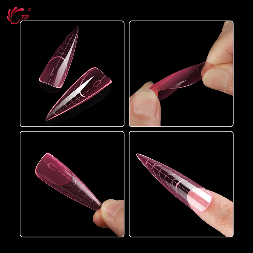 TP 150pcs/box Nail Dual Form Stiletto Acrylic Poly Extension Gel Nail Molds French Full Cover Reusable False Nail Tips Top Forms