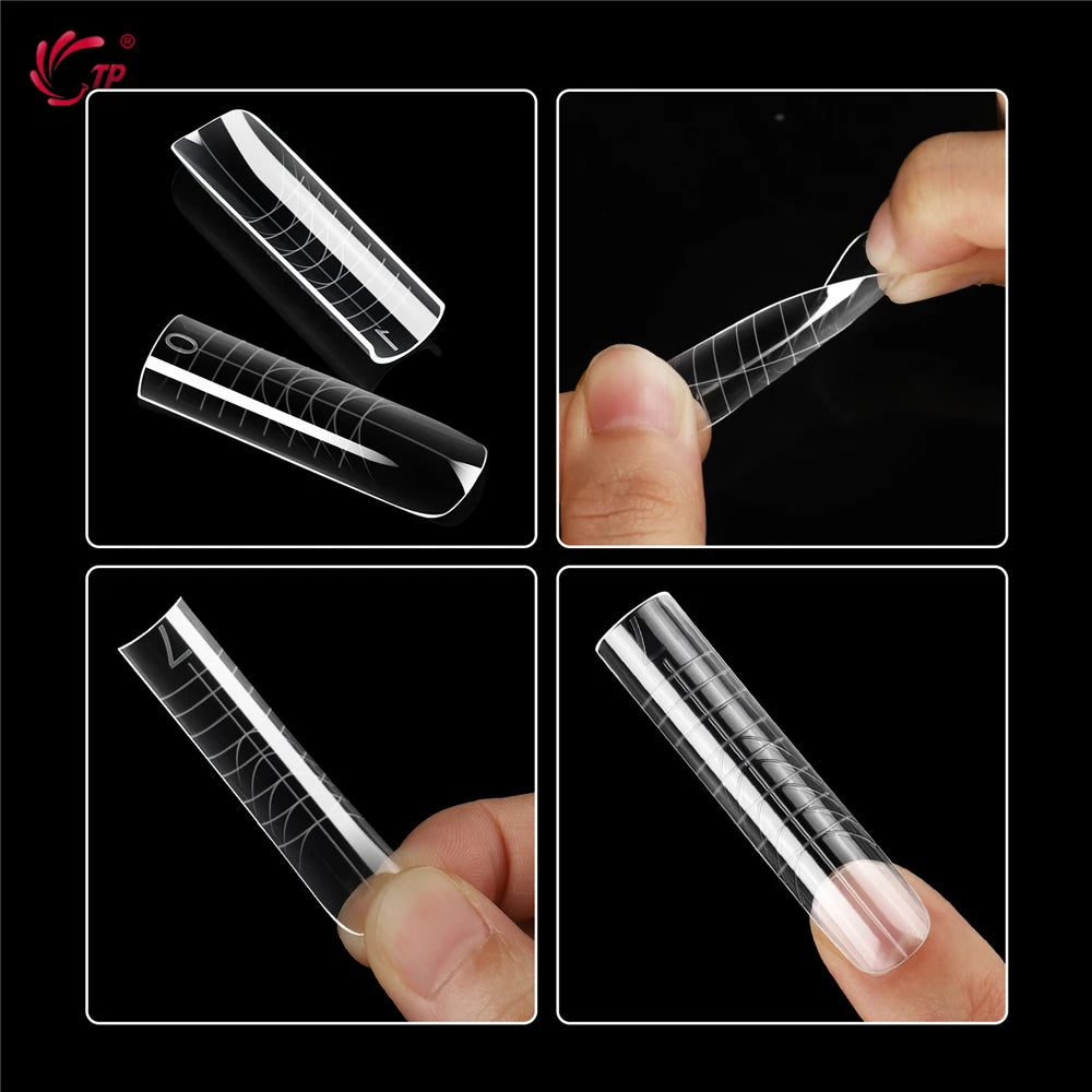 TP Reusable Nail Dual Forms 140Pcs Nail Mold for Quick Nails Extension Soft Plastic Cuticle Edge 14 Sizes Salon Manicure Tools