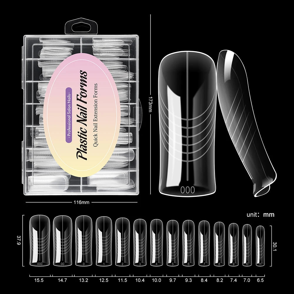 TP Reusable Nail Dual Forms 140Pcs Nail Mold for Quick Nails Extension Soft Plastic Cuticle Edge 14 Sizes Salon Manicure Tools