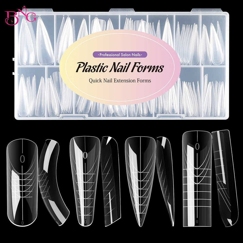 BNG Wide Size Dual Forms Nails Square Coffin Almond Nail Extension Mold False Nail Tips UV Gel Quick Building Mold Manicure Tool
