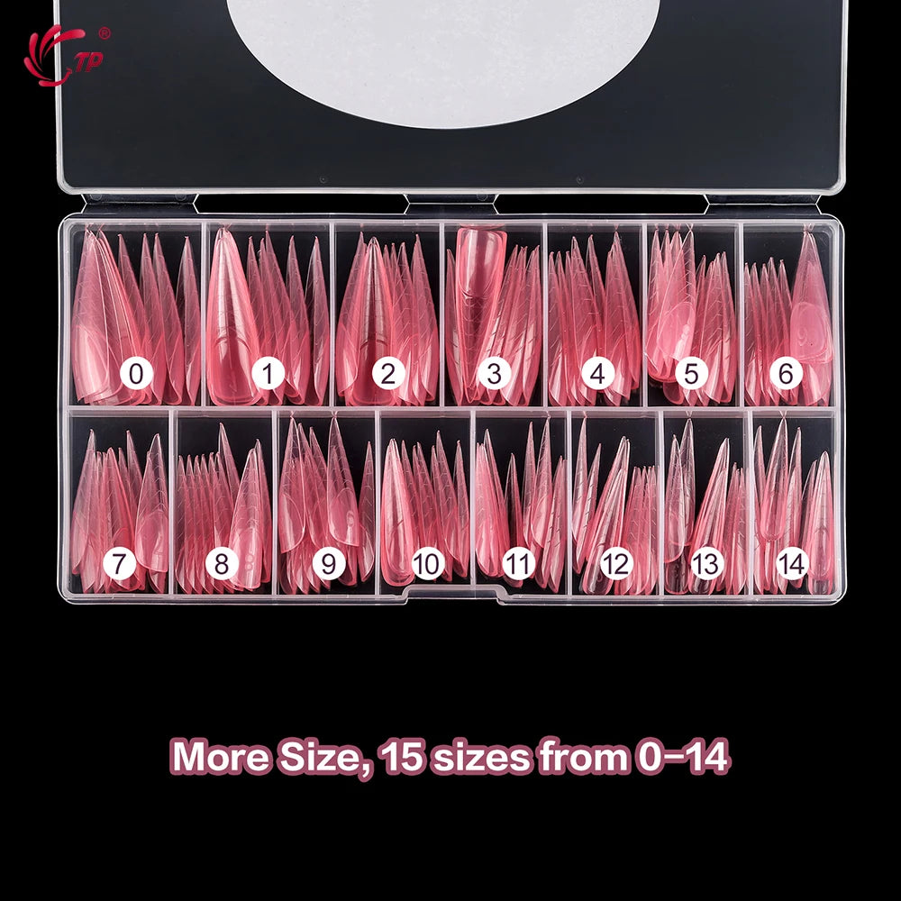 TP 150pcs/box Nail Dual Form Stiletto Acrylic Poly Extension Gel Nail Molds French Full Cover Reusable False Nail Tips Top Forms