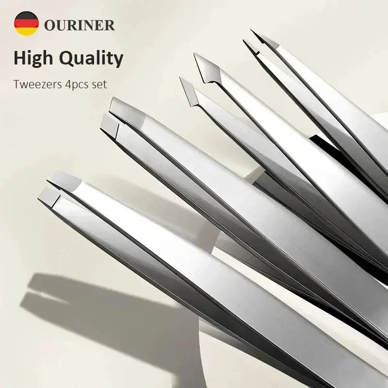Stainless Steel Tweezers Set 4 Pieces — Lunhae