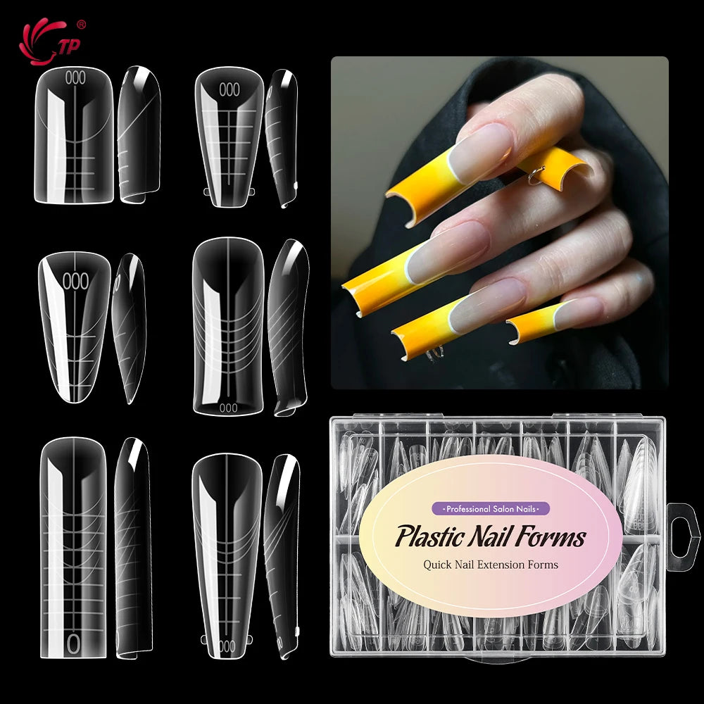 TP Reusable Nail Dual Forms 140Pcs Nail Mold for Quick Nails Extension Soft Plastic Cuticle Edge 14 Sizes Salon Manicure Tools