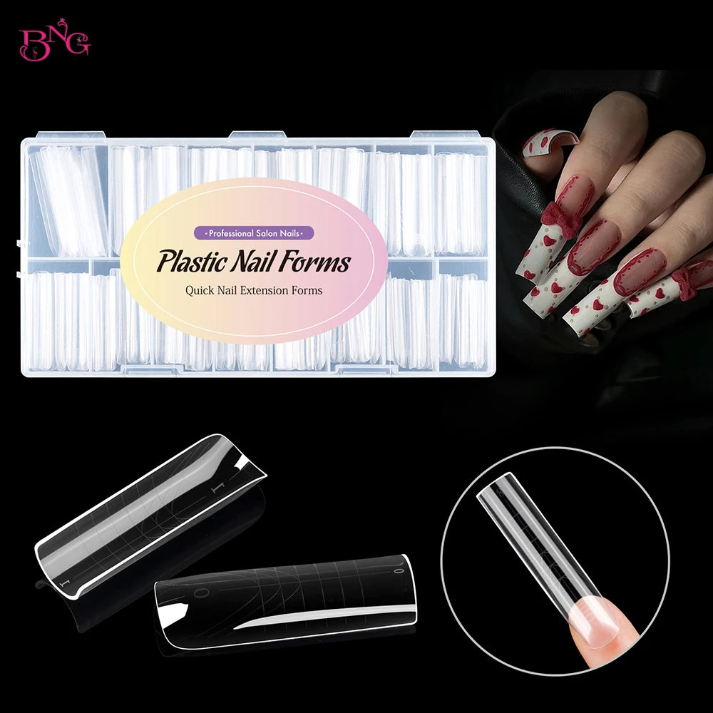 BNG Wide Size Dual Forms Nails Square Coffin Almond Nail Extension Mold False Nail Tips UV Gel Quick Building Mold Manicure Tool