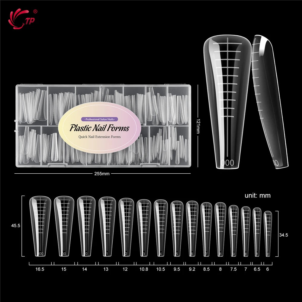 TP 150pcs Dual Forms Nails Widen Quick Building UV Gel Mold Full Cover Nail Extension Forms Acrylic Top Forms for Poly Nail Gel