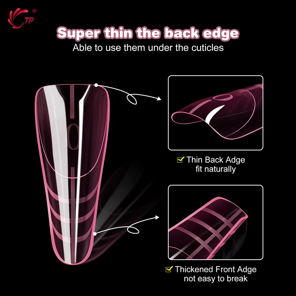 TP 150pcs Dual Forms Nail Mold for French Manicure Full Cover Extension False Nail Tips with Rim Insided Quick Building Gel Mold
