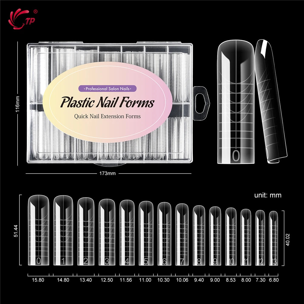 TP Reusable Nail Dual Forms 140Pcs Nail Mold for Quick Nails Extension Soft Plastic Cuticle Edge 14 Sizes Salon Manicure Tools