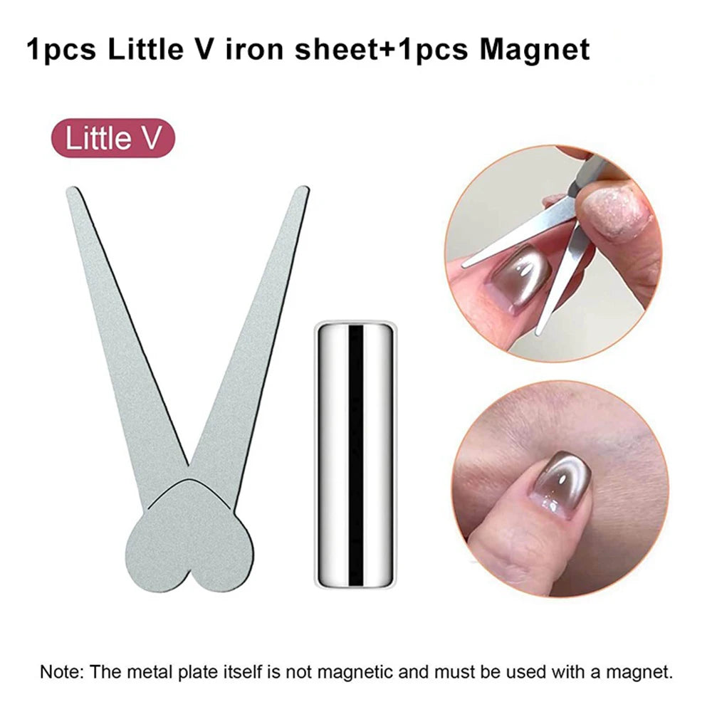 1/2pcs V-Shape French Strong Cat Eye Nail Magnet Auxiliary Tool 2-In-1 Magnetic Stick DIY French Effect Gel Nail Polish Magnet