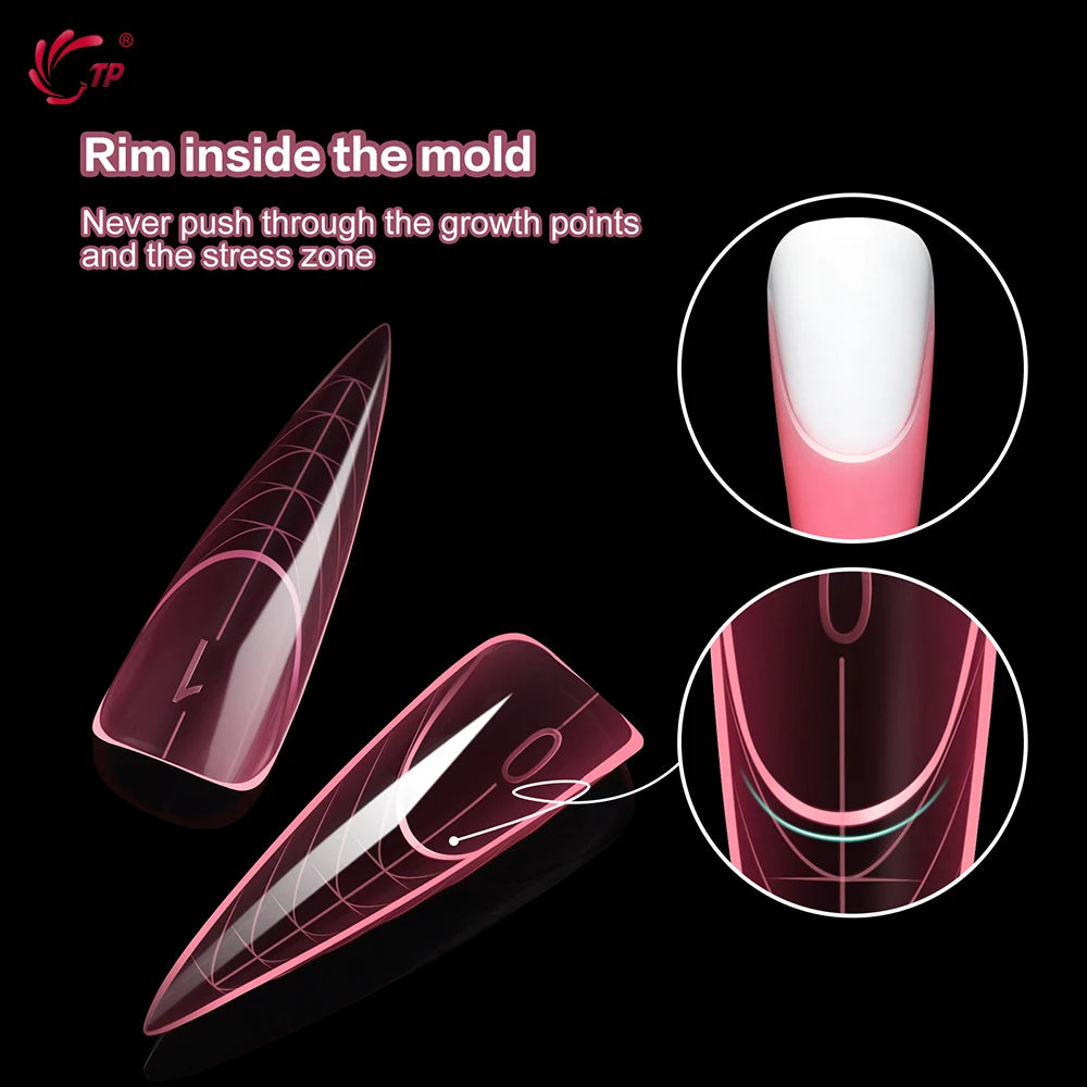 TP 150pcs/box Nail Dual Form Stiletto Acrylic Poly Extension Gel Nail Molds French Full Cover Reusable False Nail Tips Top Forms