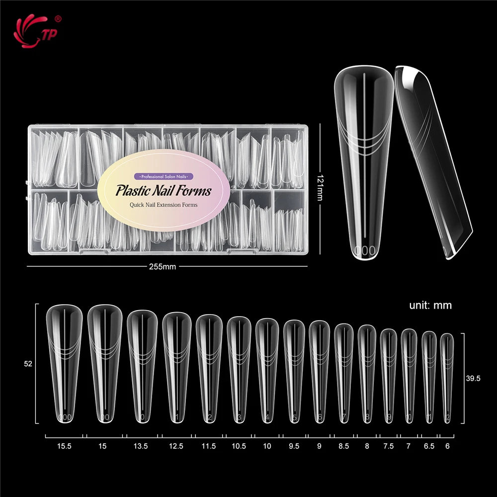 TP 150pcs Dual Forms Nails Widen Quick Building UV Gel Mold Full Cover Nail Extension Forms Acrylic Top Forms for Poly Nail Gel