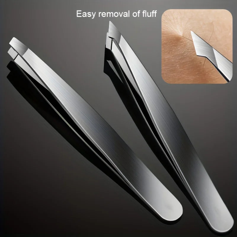 Ouriner Eyebrow Tweezers Set 4 Pcs Stainless Steel Eyebrow Forceps Professional Beauty Tool Set For Facial Hair Manicure Tool