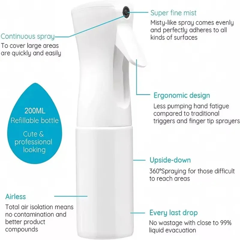 200ml High Pressure Hairdressing Spray Bottle for Barbers Salon Refill Water Can Barber Beauty Atomizer Container