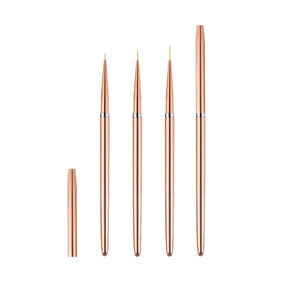 Nail Art Liner Brush Set, 7mm/9mm/11mm UV Gel Painting Nail Art Design Brush Metal Handle Nail Drawing Pens